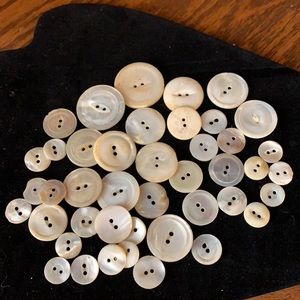 Antique Mother of Pearl Buttons. Lot of 43. Varied Sizes.